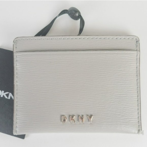 DKNY Women's Grey Leather Card Holder - Picture 3 of 4